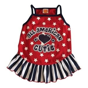 SimplyDog All American Cutie Dog Dress Red‎ Blue Size M